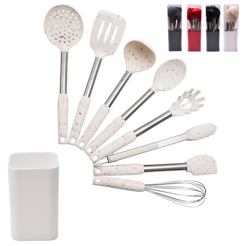 9 pcs kitchen accessories Stainless steel handle kitchenware utensil set cozinh Cookware Set silicone cooking utensils set