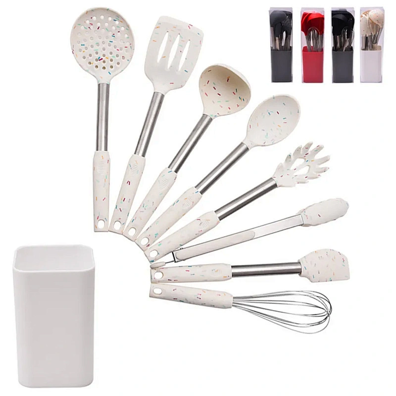 9 pcs kitchen accessories Stainless steel handle kitchenware utensil set cozinh Cookware Set silicone cooking utensils set